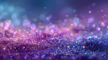 Poster - A mesmerizing display of purple and blue lights glimmers in a soft bokeh effect, creating a magical atmosphere reminiscent of twilight wonder.