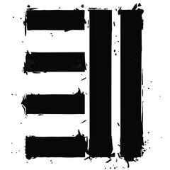 Poster - Abstract grunge elements black brush strokes on white background with transparency