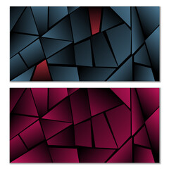 Poster - Abstract polygonal pattern. Set of two dark gradient polygonal backgrounds. Background design, cover, postcard, banner, wallpaper