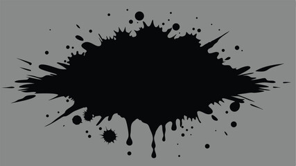 Poster - Abstract ink blot splatter design with transparent background for graphic designs