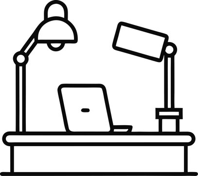 Online Meeting and Home Office Outline Icon