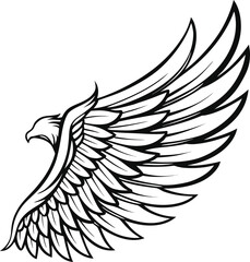 Aufkleber - Elegant symmetrical black line art wings design perfect for graphic design logos and decorative elements showcasing clean and classic avian or angelic imagery