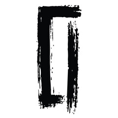 Poster - Bold black paint stroke artistic shape on a white background with transparency