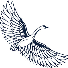 Poster - Minimalist vector illustration of a bird with its wings elegantly spread open showcasing a clean and modern design perfect for various applications