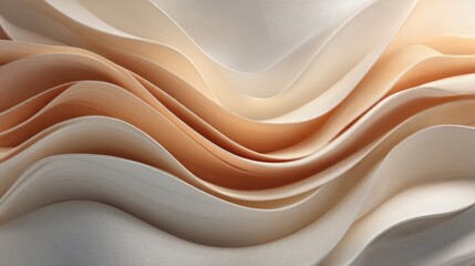 Poster - Soft waves of fabric in neutral tones undulate gracefully, showcasing elegant textures and subtle gradients that enhance any design or decor setting with warmth and sophistication.
