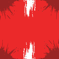 Poster - Bold red abstract background with paint splatters and minimalist composition