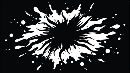 Poster - Grungy black and white artistic paint pattern featuring an abstract splatter design