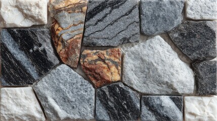 Poster - A vibrant combination of marble and granite pieces is artfully arranged to create a stunning mosaic that showcases contrasting colors and textures ideal for home decor projects.