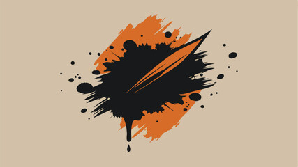 Poster - Abstract art illustration with dynamic shapes and splatter effect on a neutral background