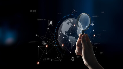 Poster - Global AI network showing connection between AI, global, and network elements across the digital world and data infrastructure Latch