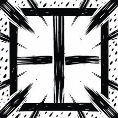 Poster - Abstract black and white grunge design with artistic brushstroke and pattern elements