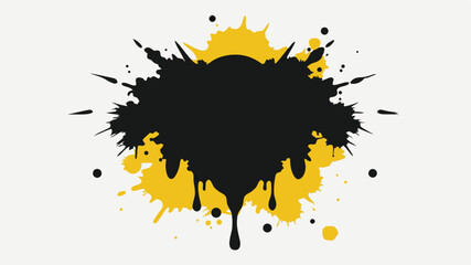 Poster - Abstract black and yellow splatter design with transparency for diverse projects