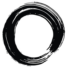 Poster - Abstract black brush stroke circle element with transparency on white background