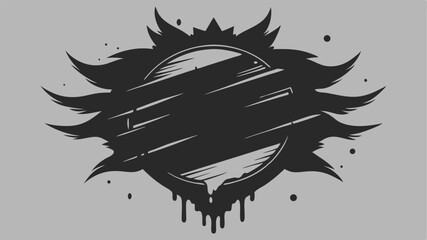 Poster - Abstract black ink blob design element with grunge and sharp angular details