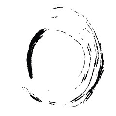 Poster - Abstract black ink brushstroke circle element with transparency for creative design
