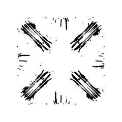 Poster - Abstract black ink brushstrokes symmetric design on transparent background