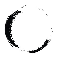 Poster - Abstract black ink circle brush stroke on transparent background for design projects