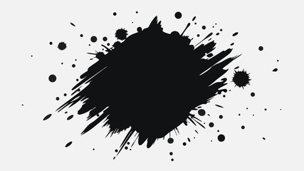 Poster - Abstract black ink splatter element with transparent background for creative designs