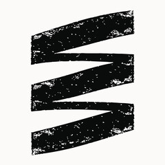 Poster - Abstract black textured ribbon graphic design element isolated on transparent background