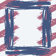 Poster - Abstract brushstroke frame with red and blue elements on a light background