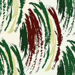 Poster - Abstract brushstroke pattern in green brown and beige on a white background
