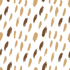 Poster - Abstract brushstroke pattern with beige and brown colors on a white background