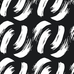 Poster - Abstract brushstroke seamless pattern in white and black for design backgrounds