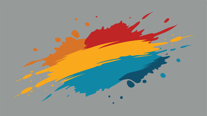 Poster - Abstract colorful paint splatter in orange yellow red and blue color palette