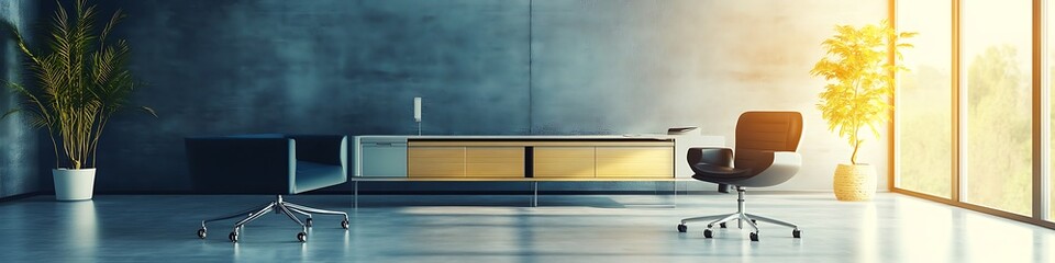 Poster - A modern business environment with sleek office furniture