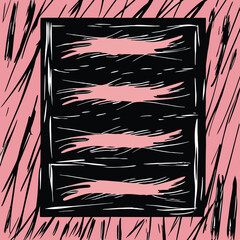 Poster - Abstract composition featuring brushstroke elements within pink and black color scheme