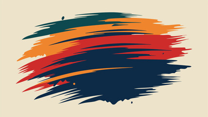 Poster - Abstract composition of colorful brush strokes in a retro style with transparency
