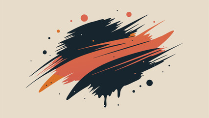 Poster - Abstract composition with dynamic brushstrokes and geometric elements on a beige canvas