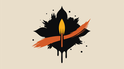 Poster - Abstract conceptual illustration featuring a flame shape and graphic brushstroke elements
