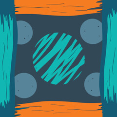 Poster - Abstract composition with geometric shapes and colorful decorative elements
