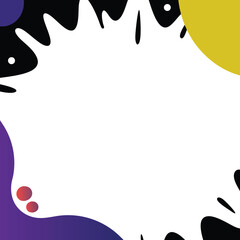 Poster - Abstract design featuring white shape with colorful elements on black background