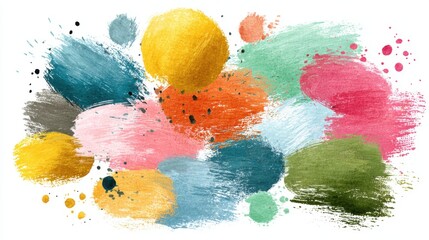 Poster - The artwork displays an array of lively colors and textures, featuring bold brushstrokes and circular forms that evoke creativity and spontaneity. This captivating piece invites exploration.