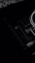 Poster - Animation of data processing and online security digital padlock on black background