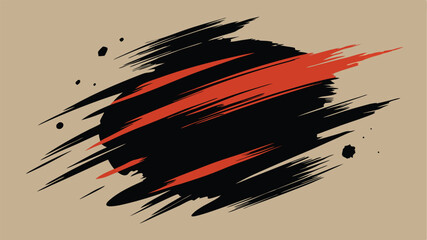 Poster - Abstract grunge brush stroke design with red and black elements on transparent canvas