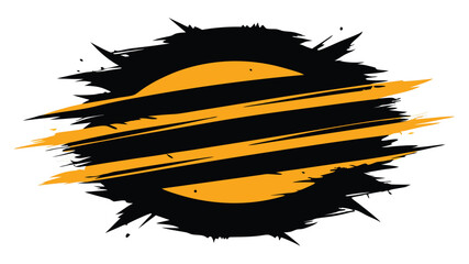 Poster - Abstract grunge burst composition with orange and black elements on transparent background