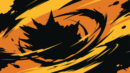 Poster - Abstract orange and black swirls with transparent background suitable for design projects