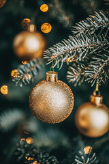 Wall Mural - tree with a gold ornament hanging from it. the ornament is surrounded by other gold ornaments