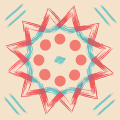 Poster - Abstract star burst design with brush strokes and pastel color elements