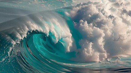 Wall Mural - a beautiful blue sea wave