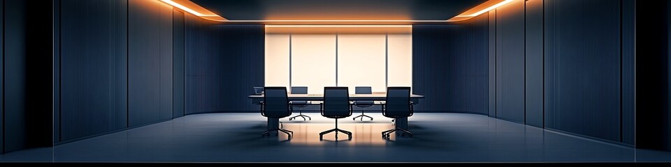 Poster - A modern conference room with clear wall space for text