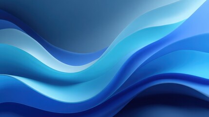 Fototapete - Soft, flowing blue waves blend seamlessly into a gradient background. The gentle curves evoke a sense of tranquility, ideal for creative and digital projects.