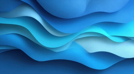 Poster - Soft, flowing waves of various shades of blue blend harmoniously, creating a tranquil abstract representation of water in a contemporary design atmosphere.
