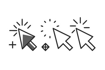 Leinwandbilder - Set of three cursor icons with radiating lines and a plus symbol