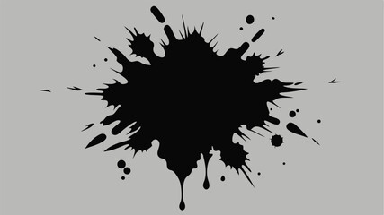 Poster - Dynamic black ink splatter on a white background suitable for graphic design elements