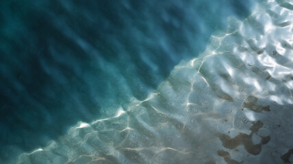 Poster - Aerial water surface overlapping ripples blue texture calm peaceful abstract nature reflection sunlight wave pattern tranquil