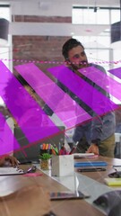 Poster - Animation of financial data processing over diverse business people in office